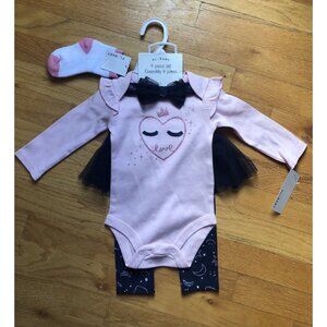 Petit lem Outfit Set Pink & Navy Blue Heart Tutu Leggings